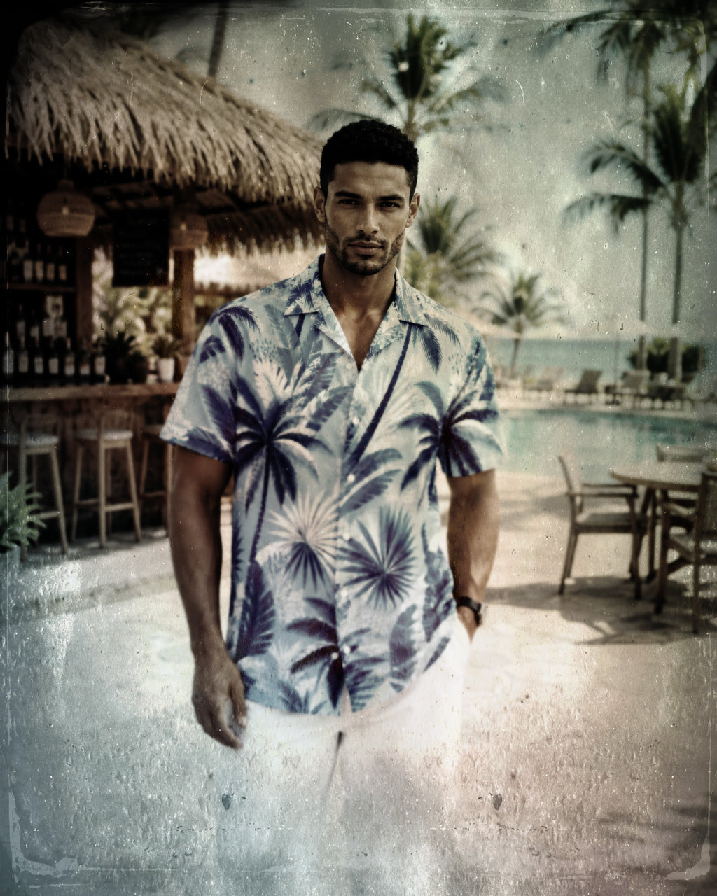 Palms Button shirt (sky blue)