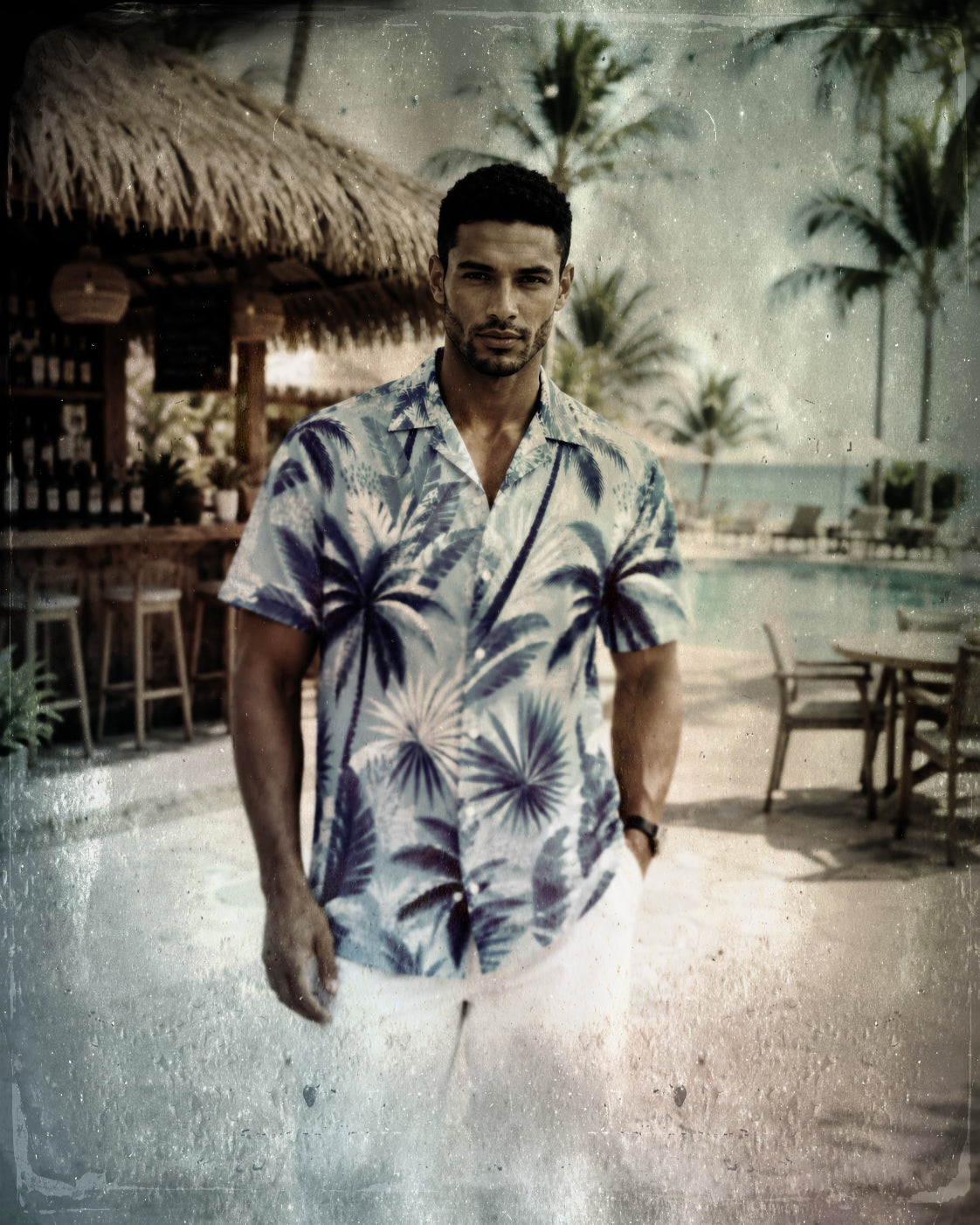 Palms Button shirt (sky blue)
