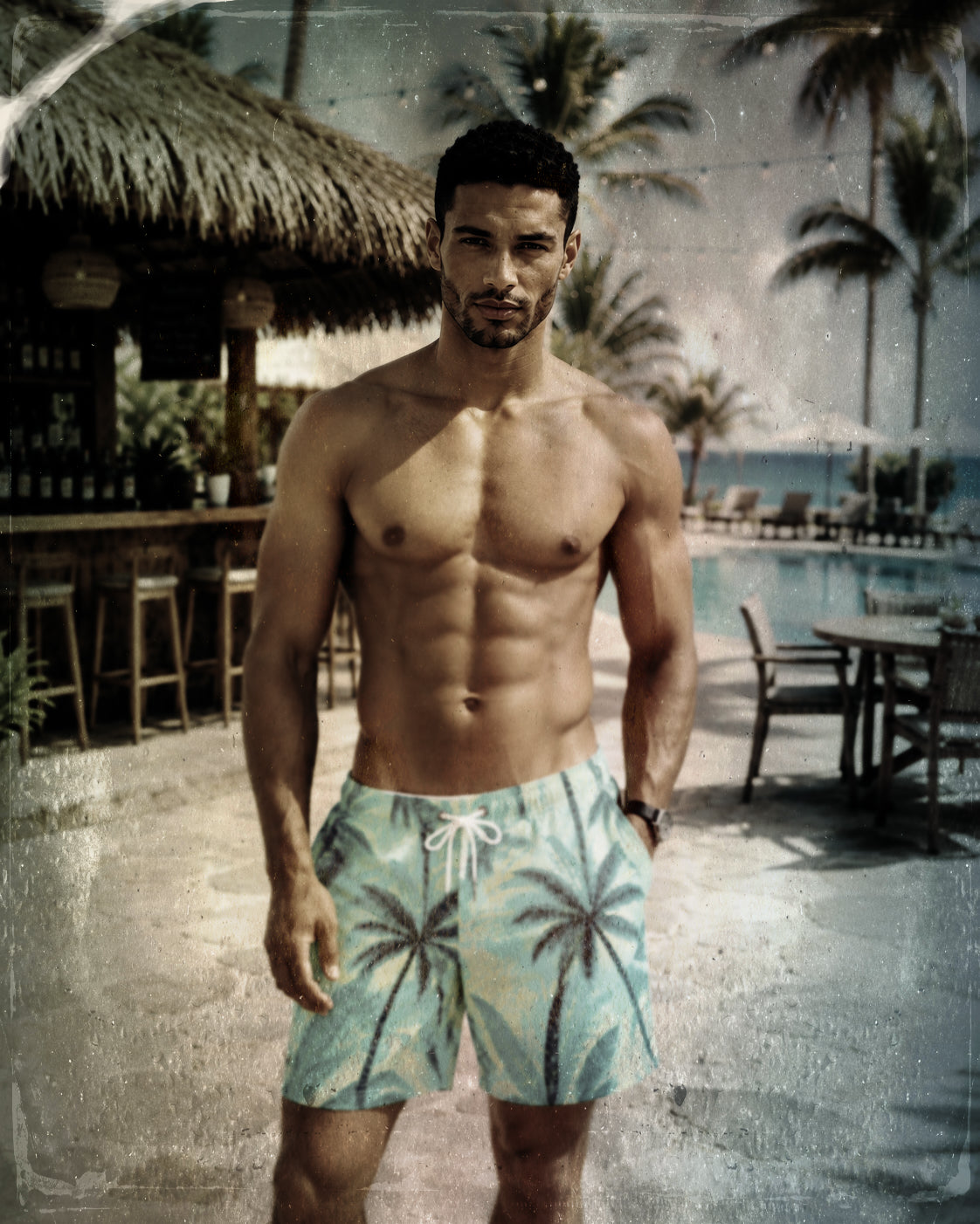 Palms Men's Board Shorts (turquoise)