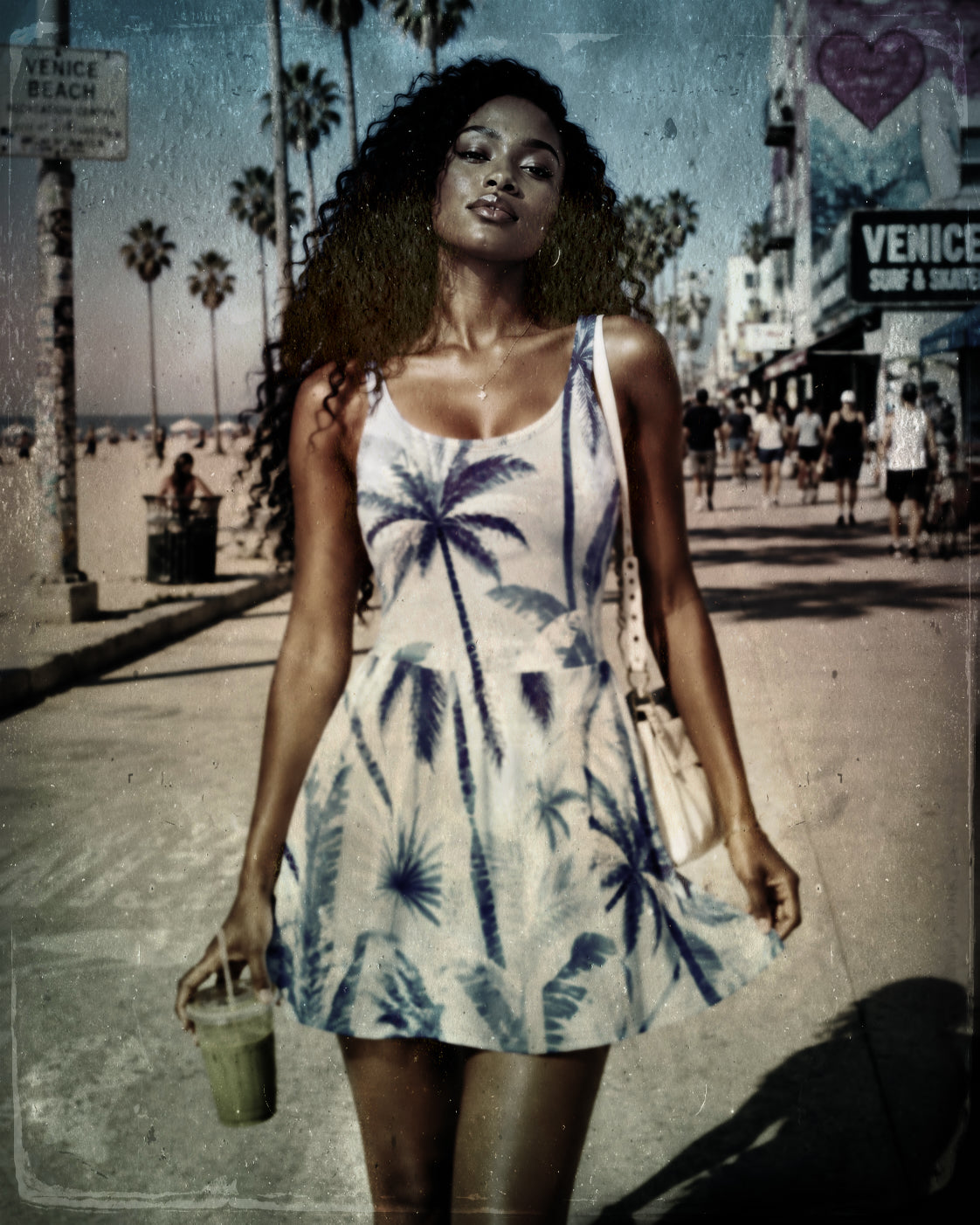 Palms Summer Dress (sky blue)