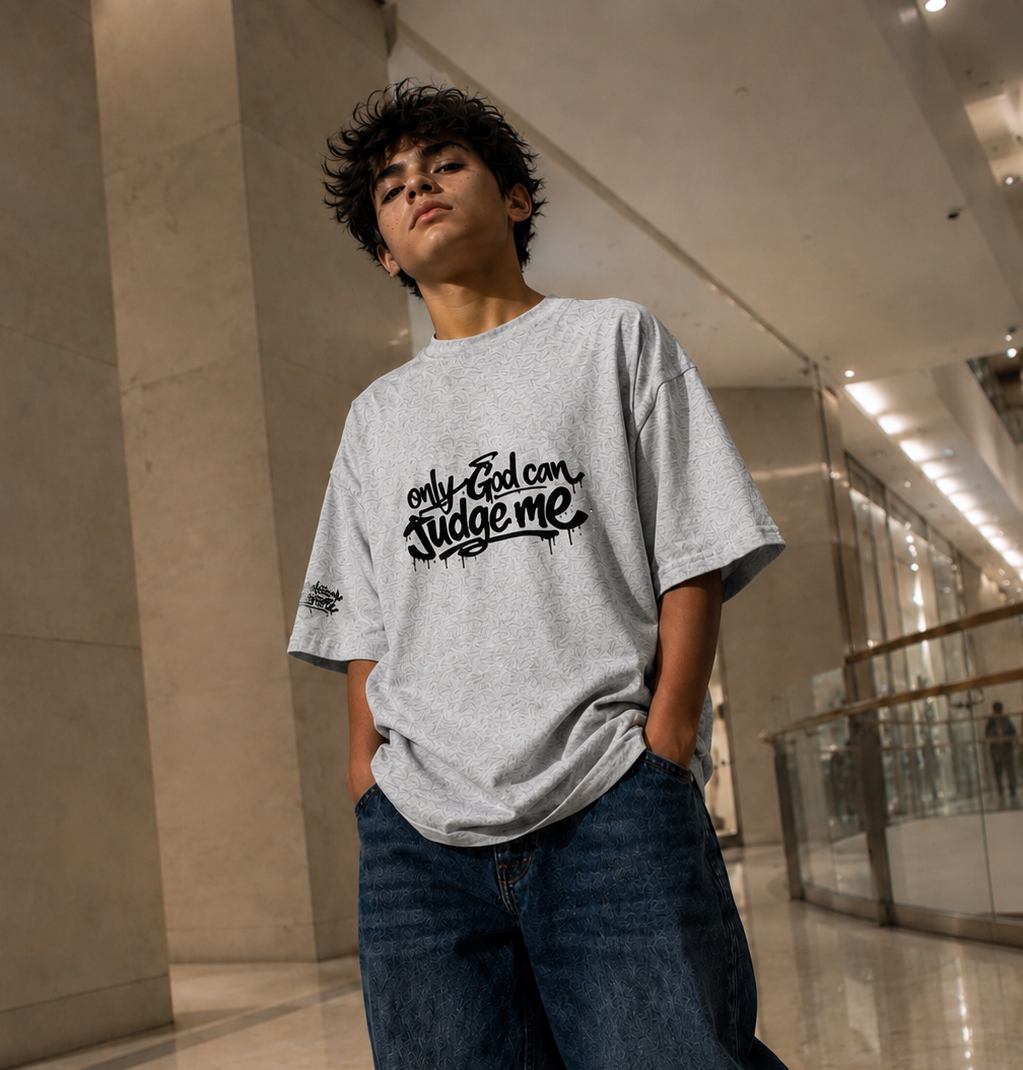 Oversized high neck t-shirt organic (black logo)